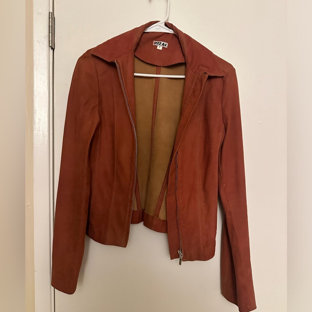 Brown red suede jacket